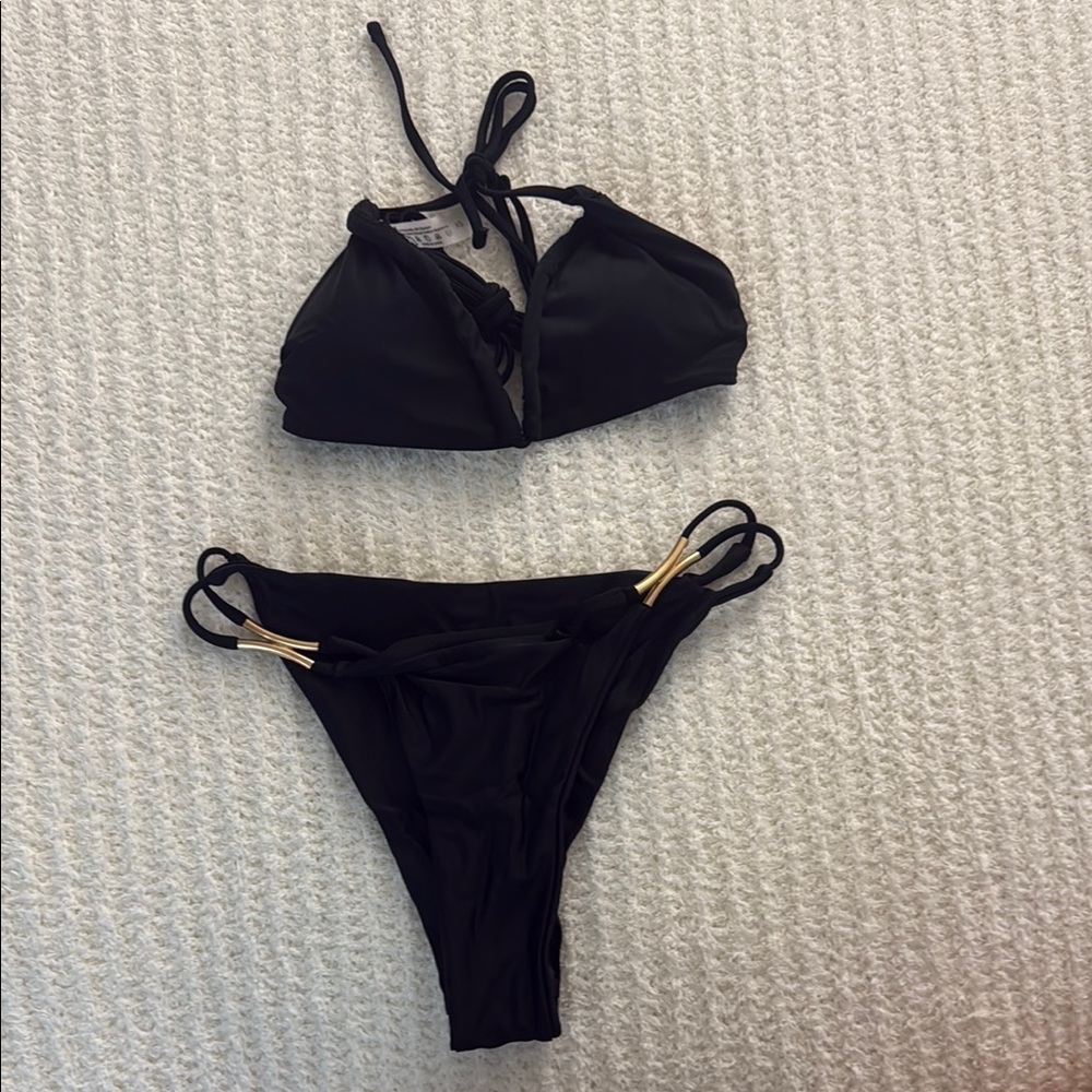 Black Bikini with Gold Accents